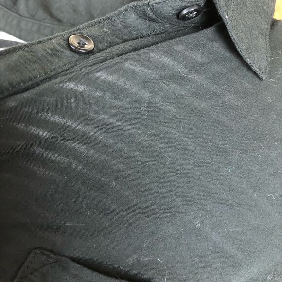 LOFT Womens Shirt Black White Striped Collared Sheer Long Sleeve Modal Blend L - Picture 11 of 15